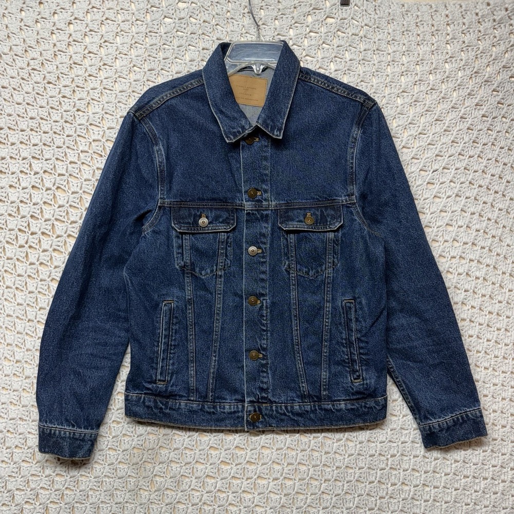 Mango Man Jean Jacket Mens Size S Original Automatic Denim Button Front Cotton